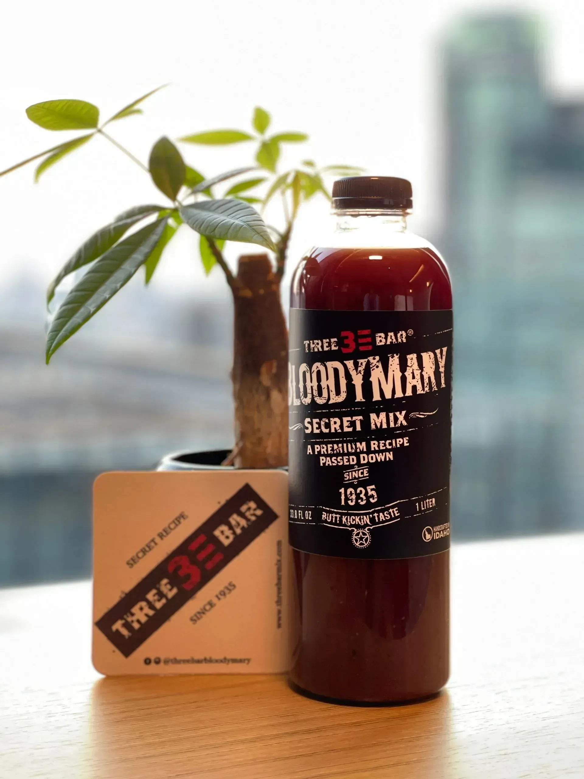 Three Bar Bloody Mary secret mix bottle close up