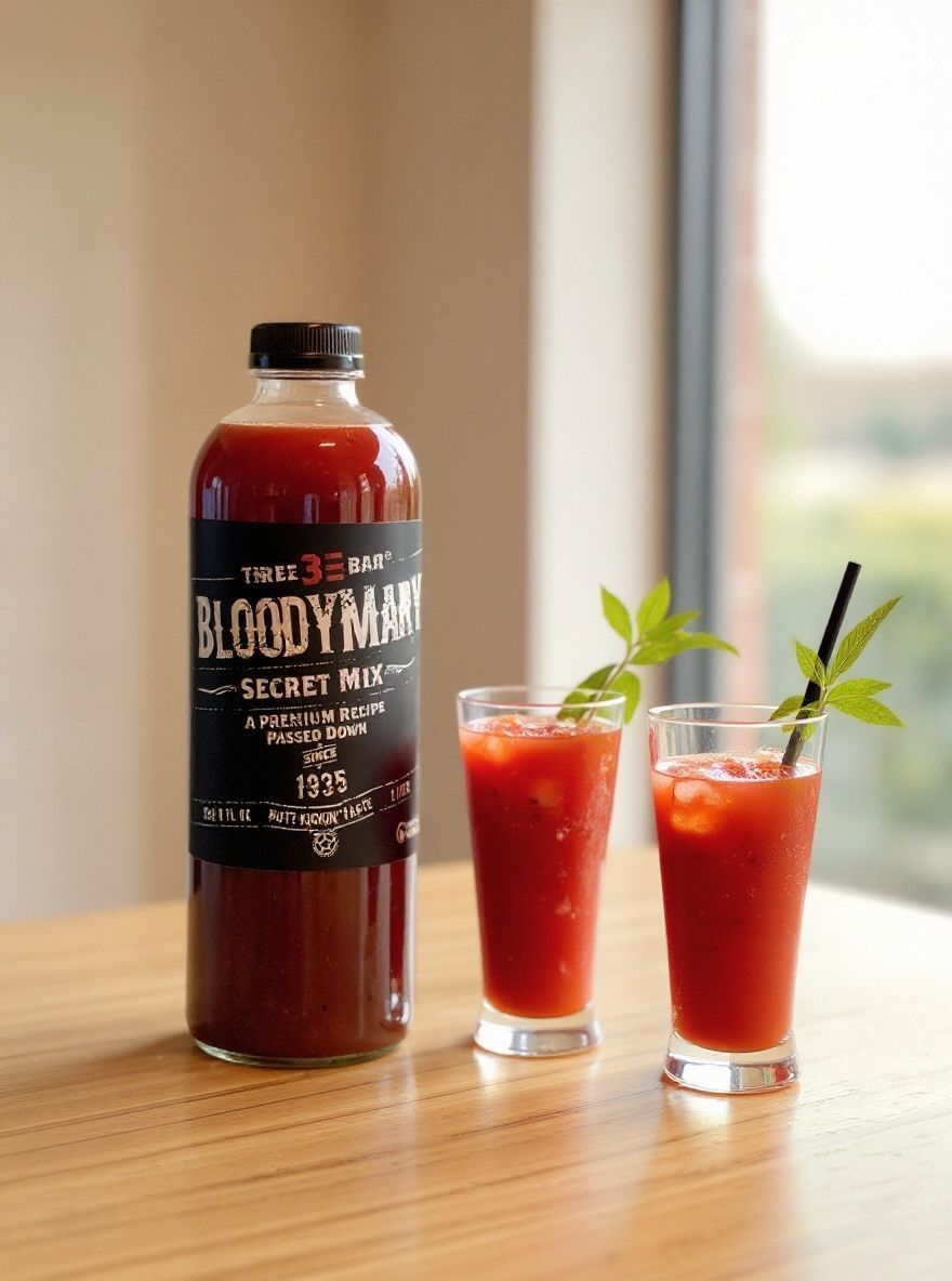 Gluten free Three Bar Bloody Mary mix bottles